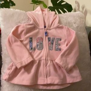 Baby girl’s fleece zip up hoodie. Size 6 months.